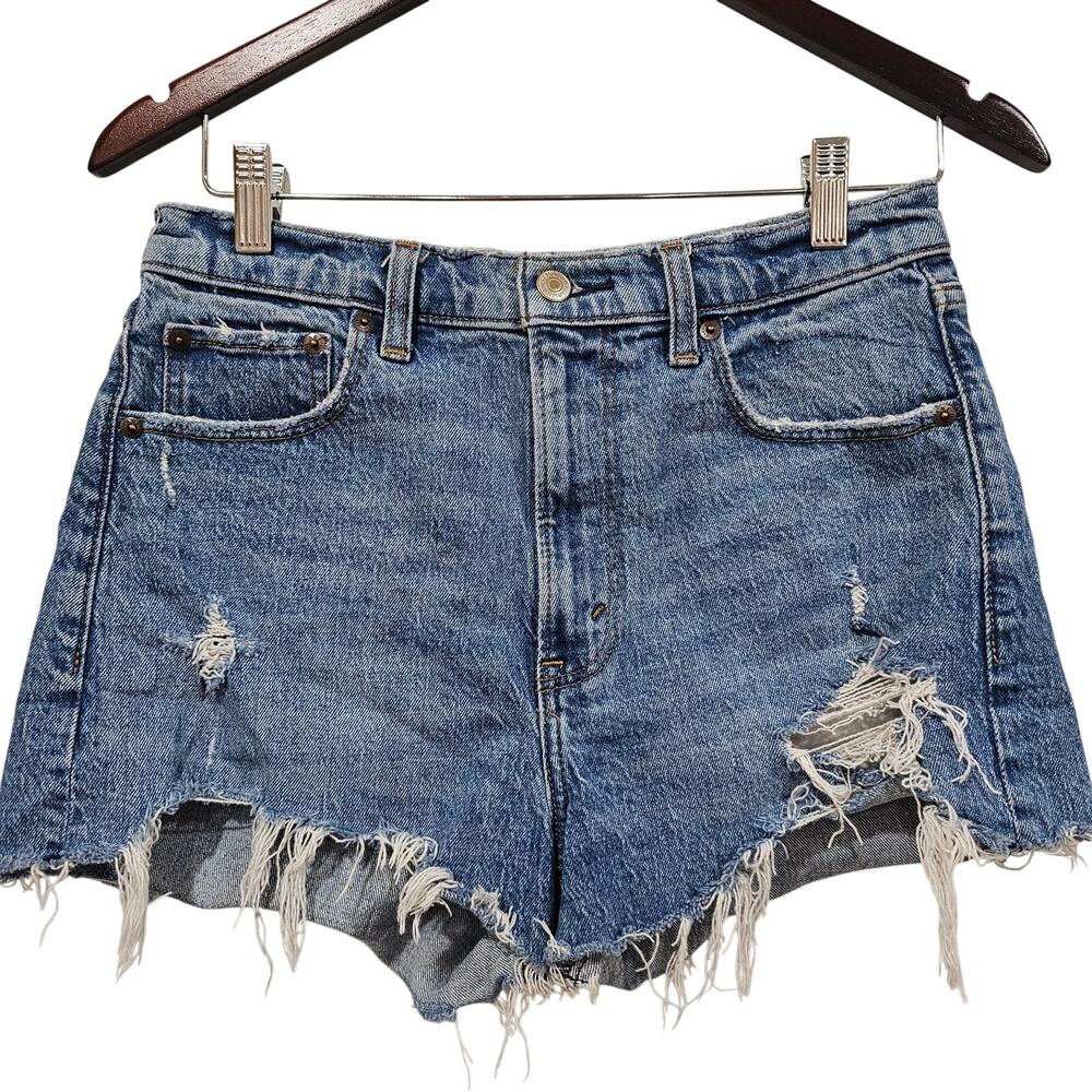 Abercrombie & Fitch The Mom Short Distressed Cutoff Denim Y2K Festival 27/4